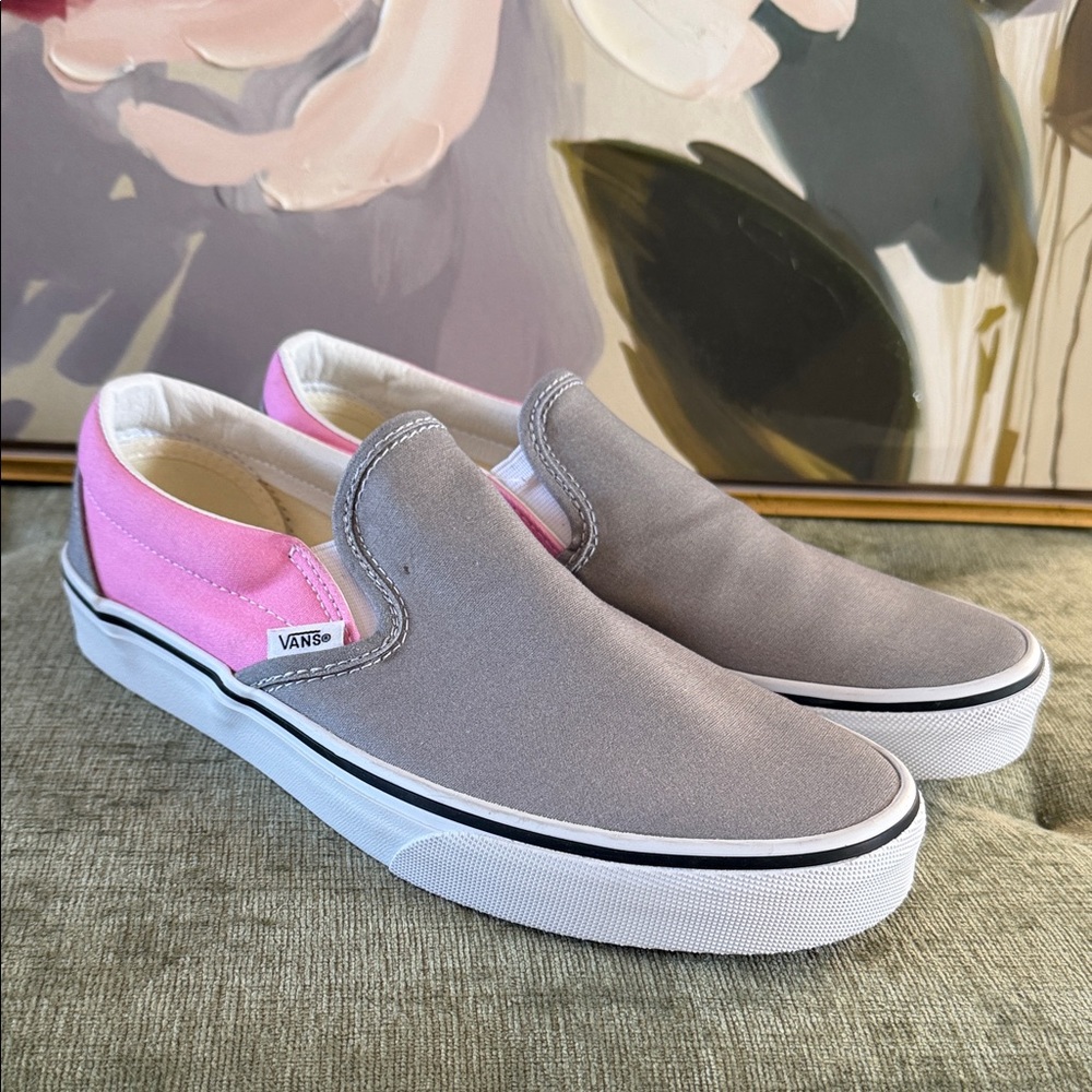 Vans Two-Tone Pink and Gray Slip-Ons 8W
